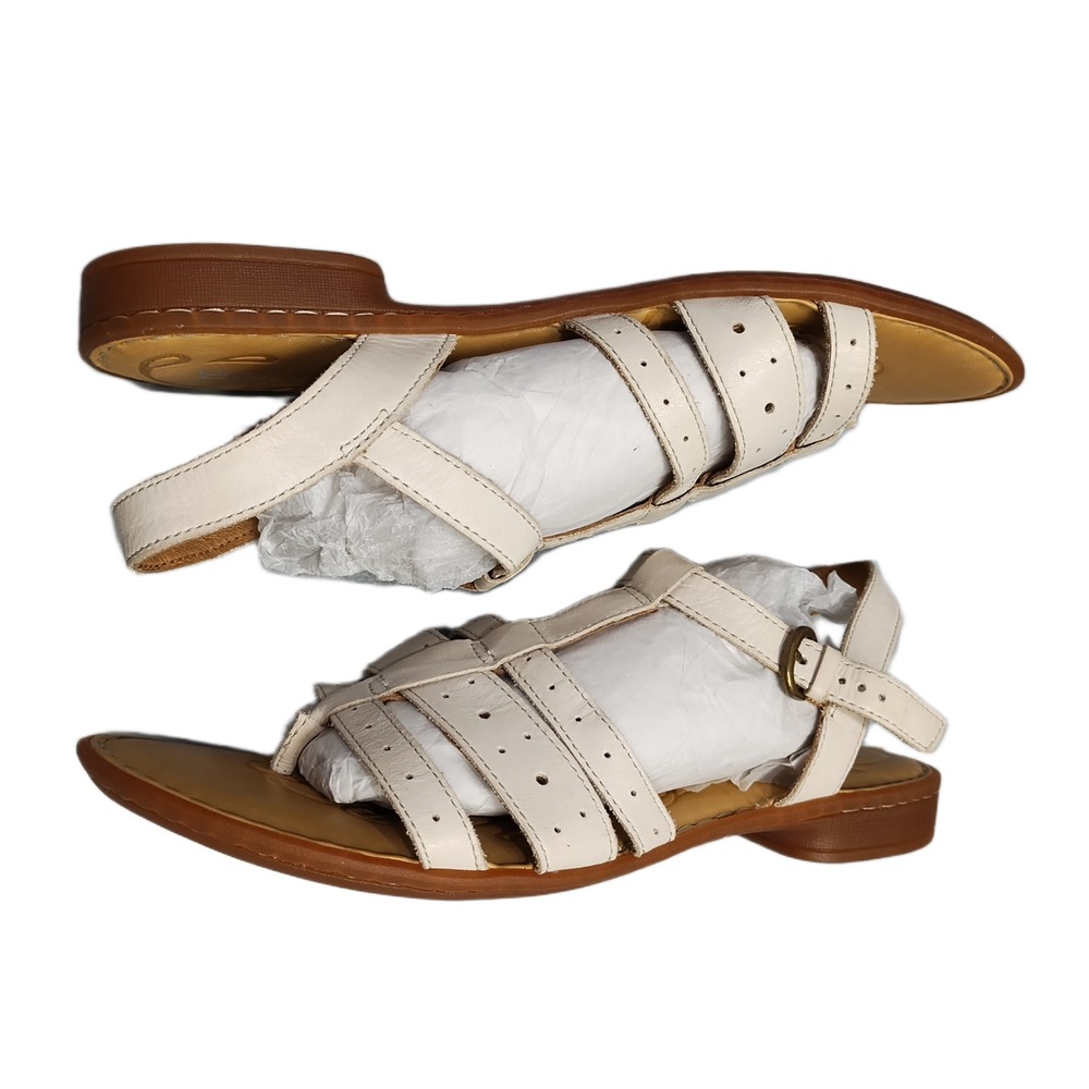 Born Slingback Sandals Womens Size 9 Brown Beige Leather Comfort Buckle Strap